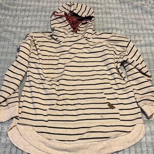 Maurices Cream and Black Striped Sweatshirt